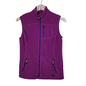 EDDIE BAUER First Ascent Vest Womens Small Purple Fleece Zip Pockets Outdoor